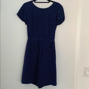 Madewell Navy Silk Short-Sleeve Dress